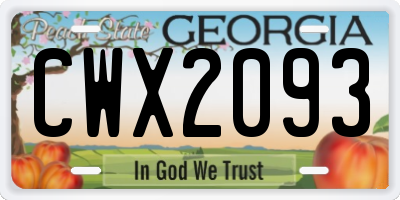 GA license plate CWX2093