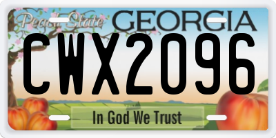 GA license plate CWX2096