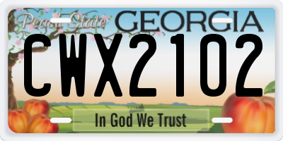 GA license plate CWX2102