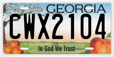 GA license plate CWX2104