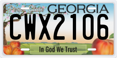 GA license plate CWX2106