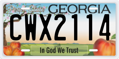 GA license plate CWX2114