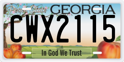 GA license plate CWX2115