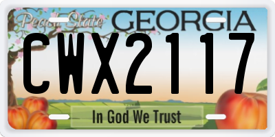 GA license plate CWX2117