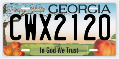 GA license plate CWX2120