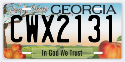 GA license plate CWX2131