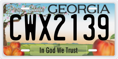 GA license plate CWX2139