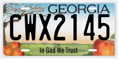 GA license plate CWX2145