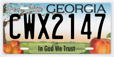 GA license plate CWX2147