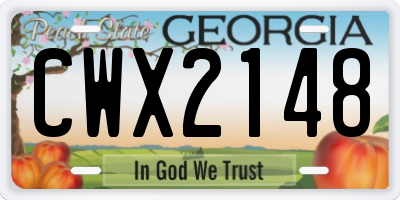GA license plate CWX2148