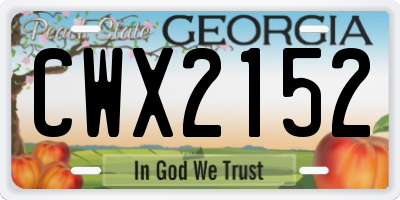 GA license plate CWX2152
