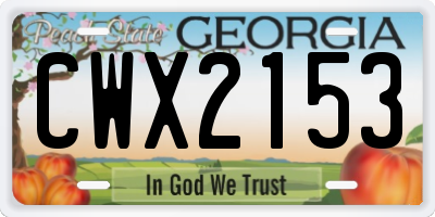 GA license plate CWX2153