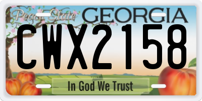 GA license plate CWX2158