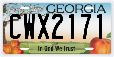 GA license plate CWX2171