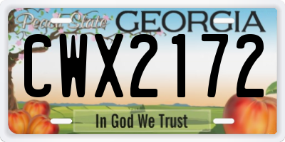 GA license plate CWX2172