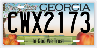 GA license plate CWX2173