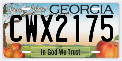 GA license plate CWX2175