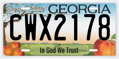 GA license plate CWX2178
