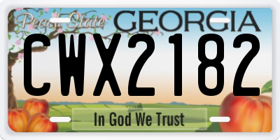 GA license plate CWX2182