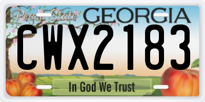 GA license plate CWX2183