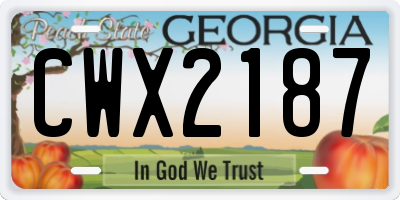 GA license plate CWX2187