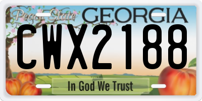 GA license plate CWX2188