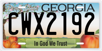 GA license plate CWX2192