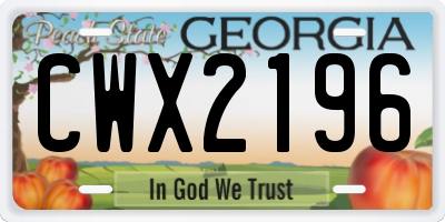 GA license plate CWX2196