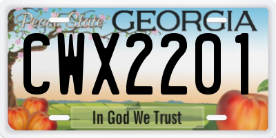 GA license plate CWX2201