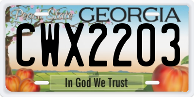 GA license plate CWX2203