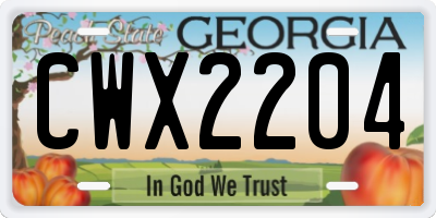 GA license plate CWX2204