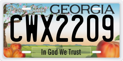 GA license plate CWX2209