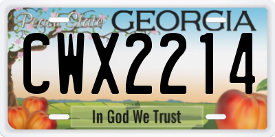 GA license plate CWX2214