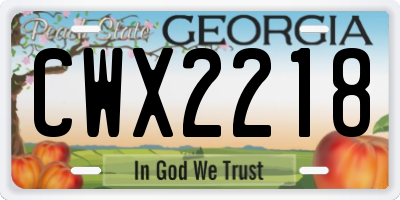 GA license plate CWX2218
