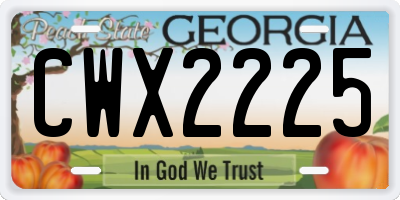 GA license plate CWX2225