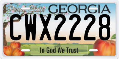 GA license plate CWX2228