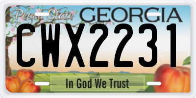 GA license plate CWX2231