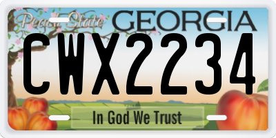 GA license plate CWX2234