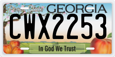 GA license plate CWX2253