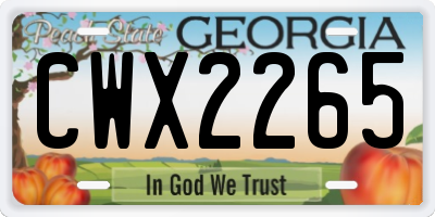 GA license plate CWX2265
