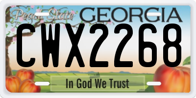 GA license plate CWX2268
