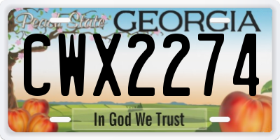 GA license plate CWX2274