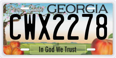 GA license plate CWX2278