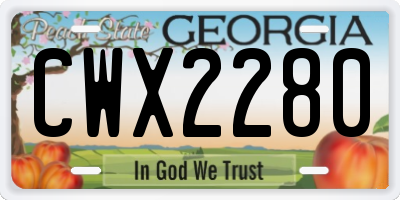 GA license plate CWX2280