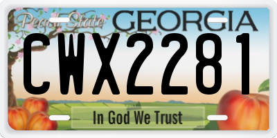 GA license plate CWX2281