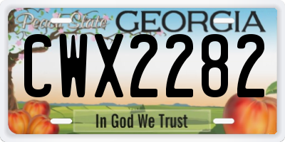 GA license plate CWX2282
