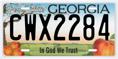 GA license plate CWX2284