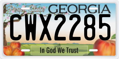 GA license plate CWX2285