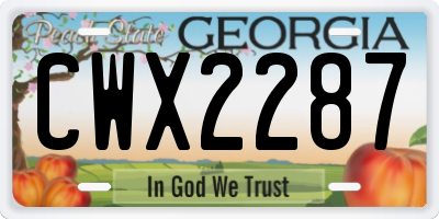 GA license plate CWX2287