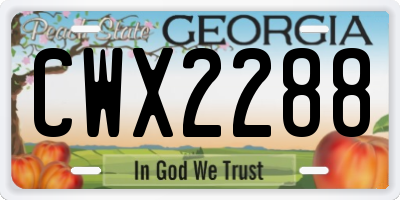 GA license plate CWX2288